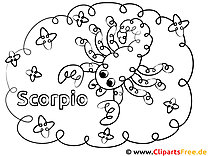 Dibujo de signo del zodiaco Escorpio para colorear imprimible gratis para niños
