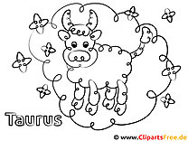 Desenho do signo de touro em PDF para colorir para crianças imprimir gratuitamente
