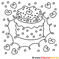 Birthday cake picture for coloring, coloring page, coloring picture