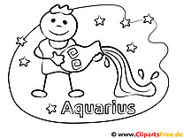 Página para colorear del zodiaco Acuario para niños