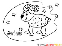 Página para colorir do zodíaco de Áries de graça