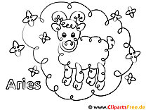 Aries zodiaco página para colorear para niños
