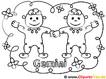 Gemini zodiac coloring page free