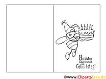 Biene Kuchen Ausmalbild-Glückwunschkarte zum Ausmalen