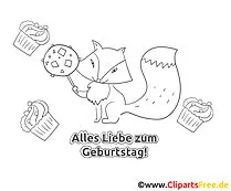 Fuchs Süßigkeit Geburtstag Ausmalbild-Grusskarte