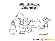 Gitarre Katze Malvorlage zum Geburtstag
