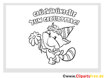Katze Blume Glückwunschkarte zum Drucken und Ausmalen