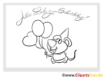 Maus Luftballons Grusskarten zum Kindergeburtstag selbst malen