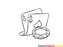 Ass Spielkarte Bild , Illustration schwarz-weiß zum Ausmalen