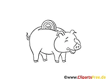 Spar-Schwein Bild-Malvorlage zum Drucken