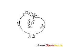 Cartoon-Apfel Malvorlage gratis zum Herunterladen und Ausmalen