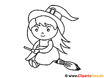 Flying on broom - Walpurgis Night witches coloring page