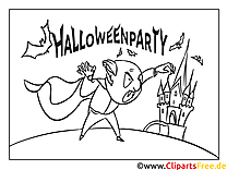 Страница за оцветяване на карикатурата на злия вампир за Хелоуин
