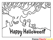 Cartoon zum Ausmalen zu Halloween