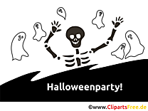 Покана за оцветяване на страница за Хелоуин с призрачен скелет