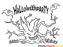 Scary tree coloring picture