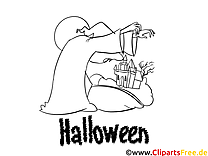 Scary coloring page, coloring picture, template for Halloween