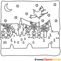 Halloween coloring picture for painting lessons
