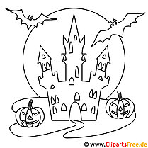 Страница за оцветяване на Хелоуин Замък
