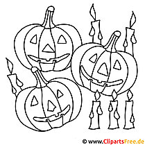 Dibujo de Halloween para colorear gratis con calabaza