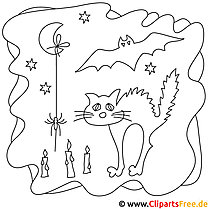 Σελίδα ζωγραφικής Helloween Μαύρη γάτα