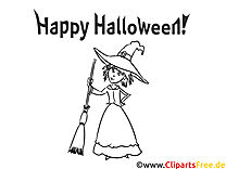 Witch with broom coloring page, picture, coloring picture