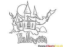 Halloween kastély színező oldal ingyen