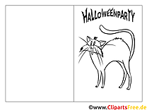 Бесплатная раскраска черная кошка на Хэллоуин