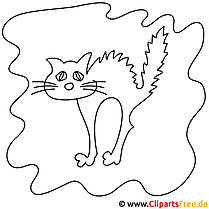 Komik kedi - boyama için Cadılar Bayramı resmi