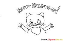 Linda imagen para colorear con gato para Halloween