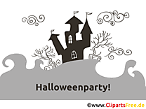 Convite para colorir de Halloween do castelo