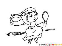 Beautiful witch picture coloring page to print