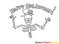 Раскраска Скелет на Хэллоуин