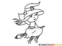 Desenho de bruxa com feitiçaria para colorir grátis