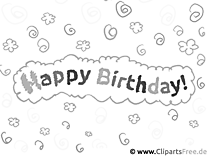 Coloring picture for kids happy birthday