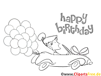 Women driving Car - Happy Birthday Colouring Sheets