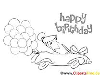 Fra fiert Auto - Happy Birthday Coloring Sheets