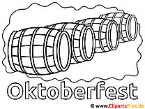 Beer barrels Oktoberfest coloring page for free