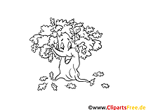 कार्टून पेड़ - शरद ऋतु के चित्र मुद्रित करने के लिए