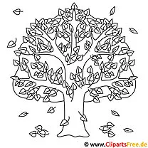 Oak coloring page for free - tree in autumn