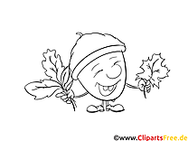 Acorn coloring page - autumn pictures for coloring