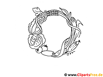 Vegetable wreath coloring page
