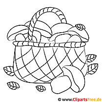 Basket with mushrooms - autumn coloring Pictures online