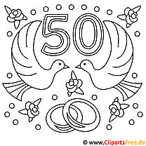 Wedding rings and doves coloring page