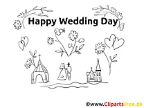 Colouring Page Happy Wedding Day
