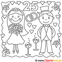 Image de couple marié à colorier