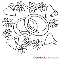 Image clipart anneaux de mariage à colorier