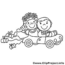 Coloriage mariage en voiture