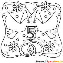 Coloring page with doves and wedding rings