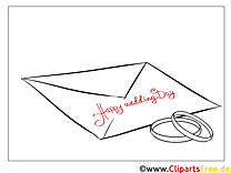 раскраска кольца конверт поздравление со свадьбой